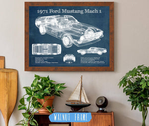 Cutler West 1971-1973 Ford Mustang Mach 1 First Gen Mustang Facelift Vintage Blueprint Auto Print