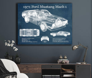 Cutler West 1971-1973 Ford Mustang Mach 1 First Gen Mustang Facelift Vintage Blueprint Auto Print