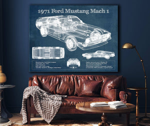 Cutler West 1971-1973 Ford Mustang Mach 1 First Gen Mustang Facelift Vintage Blueprint Auto Print