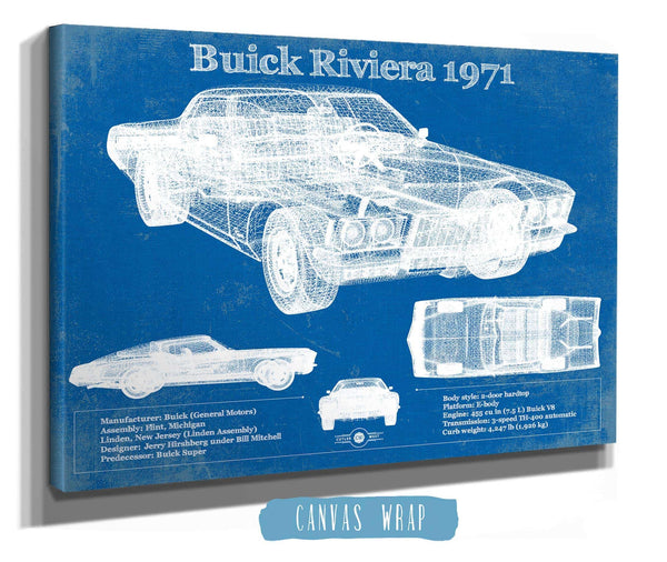Cutler West 1971 Buick Riviera Blueprint Vintage Auto Print