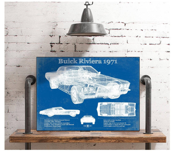 Cutler West 1971 Buick Riviera Blueprint Vintage Auto Print