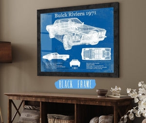 20" x 16" / Black Frame Cutler West 1971 Buick Riviera Blueprint Vintage Auto Print