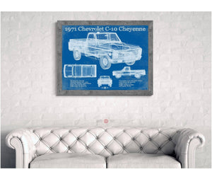Cutler West 1971 Chevrolet C-10 Cheyenne Original Blueprint Art