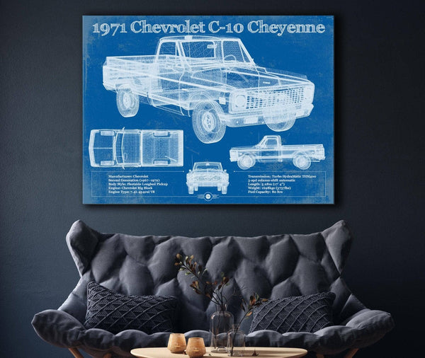 Cutler West 1971 Chevrolet C-10 Cheyenne Original Blueprint Art