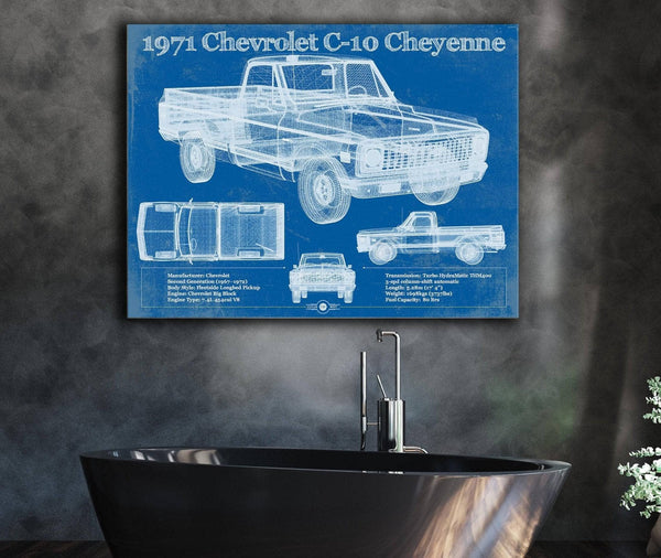 Cutler West 1971 Chevrolet C-10 Cheyenne Original Blueprint Art