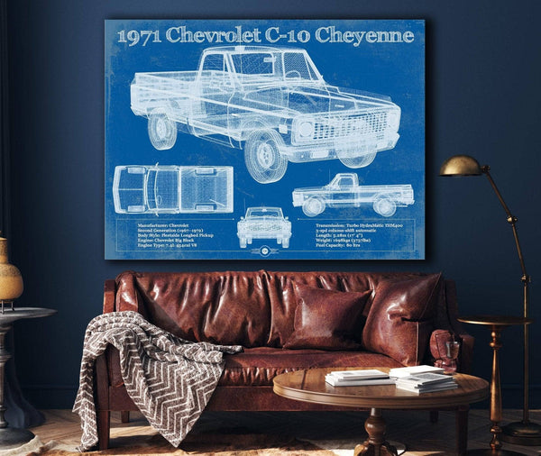 Cutler West 1971 Chevrolet C-10 Cheyenne Original Blueprint Art