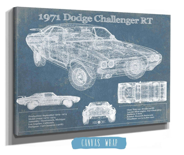 Cutler West 1971 Dodge Challenger Rt Car Blueprint Patent Original Art