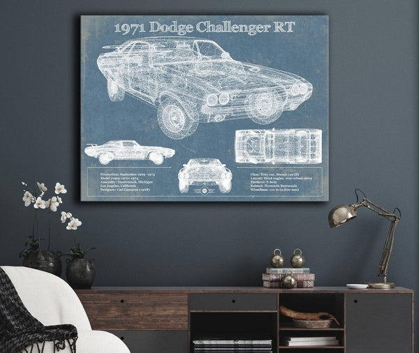 Cutler West 1971 Dodge Challenger Rt Car Blueprint Patent Original Art