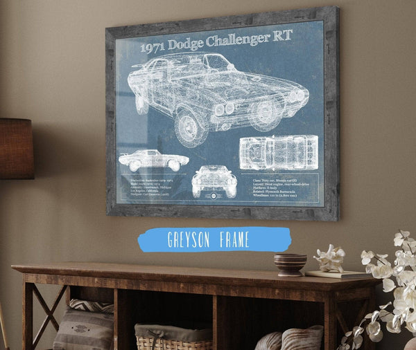 Cutler West 1971 Dodge Challenger Rt Car Blueprint Patent Original Art