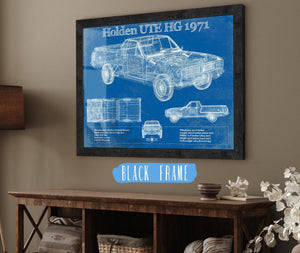 20" x 16" / Black Frame Cutler West 1971 Holden HG Belmont ute Vintage Auto Print