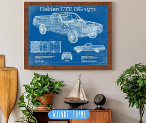 20" x 16" / Walnut Frame Cutler West 1971 Holden HG Belmont ute Vintage Auto Print