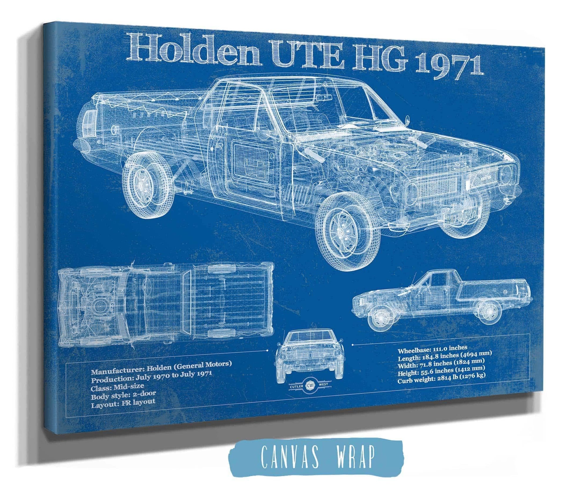 Cutler West Vehicle Collection 1971 Holden HG Belmont ute Vintage Auto Print