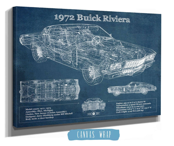 Cutler West 1972 Buick Riviera Boattail Vintage Blueprint Auto Print