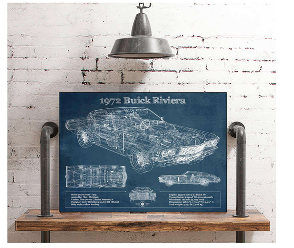 Cutler West 1972 Buick Riviera Boattail Vintage Blueprint Auto Print