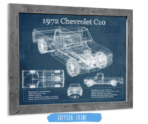 14" x 11" / Greyson Frame Cutler West 1972 Chevrolet C10 Vintage Blueprint Auto Print