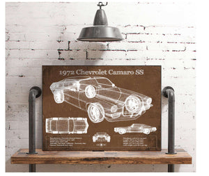 Cutler West 1972 Chevrolet Camaro SS Vintage Blueprint Auto Print
