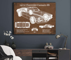 Cutler West 1972 Chevrolet Camaro SS Vintage Blueprint Auto Print