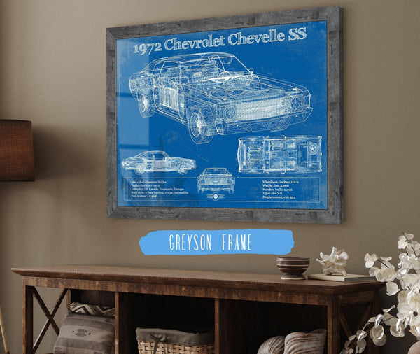 Cutler West 1972 Chevrolet Chevelle SS Original Blueprint Art