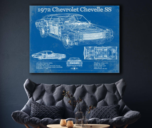 Cutler West 1972 Chevrolet Chevelle SS Original Blueprint Art