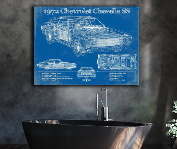Cutler West 1972 Chevrolet Chevelle SS Original Blueprint Art