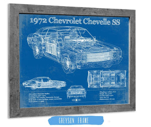 14" x 11" / Greyson Frame Cutler West 1972 Chevrolet Chevelle SS Original Blueprint Art