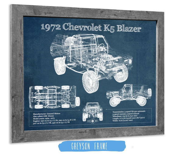 14" x 11" / Greyson Frame Cutler West 1972 Chevrolet K5 Blazer Blueprint Vintage Auto Patent Print