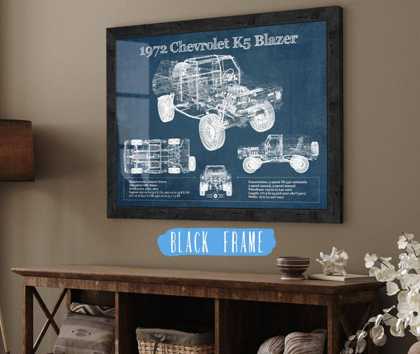 20" x 16" / Black Frame Cutler West 1972 Chevrolet K5 Blazer Blueprint Vintage Auto Patent Print