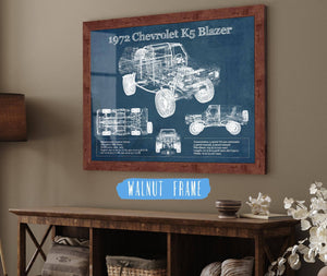 20" x 16" / Walnut Frame Cutler West 1972 Chevrolet K5 Blazer Blueprint Vintage Auto Patent Print