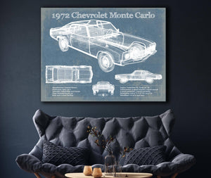Cutler West 1972 Chevrolet Monte Carlo Blueprint Vintage Auto Patent Print