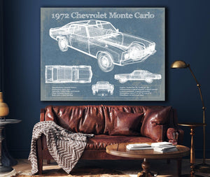 Cutler West 1972 Chevrolet Monte Carlo Blueprint Vintage Auto Patent Print