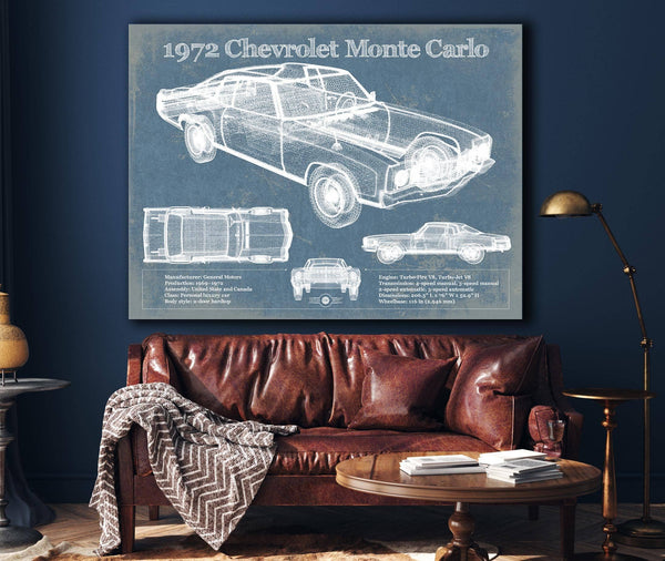 Cutler West 1972 Chevrolet Monte Carlo Blueprint Vintage Auto Patent Print