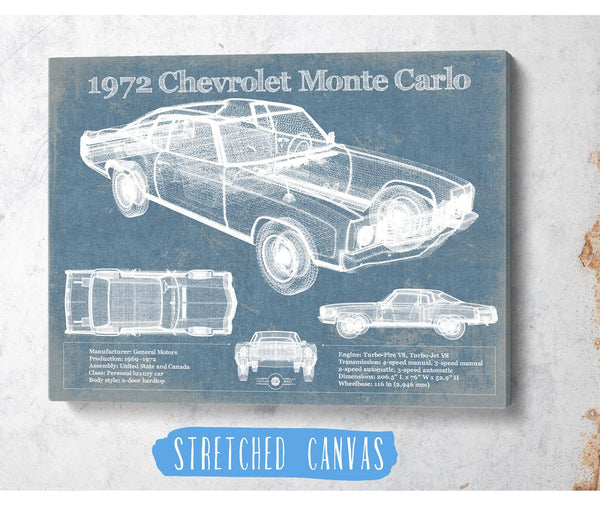 Cutler West 1972 Chevrolet Monte Carlo Blueprint Vintage Auto Patent Print