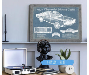 Cutler West 1972 Chevrolet Monte Carlo Blueprint Vintage Auto Patent Print