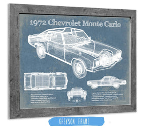 14" x 11" / Greyson Frame Cutler West 1972 Chevrolet Monte Carlo Blueprint Vintage Auto Patent Print