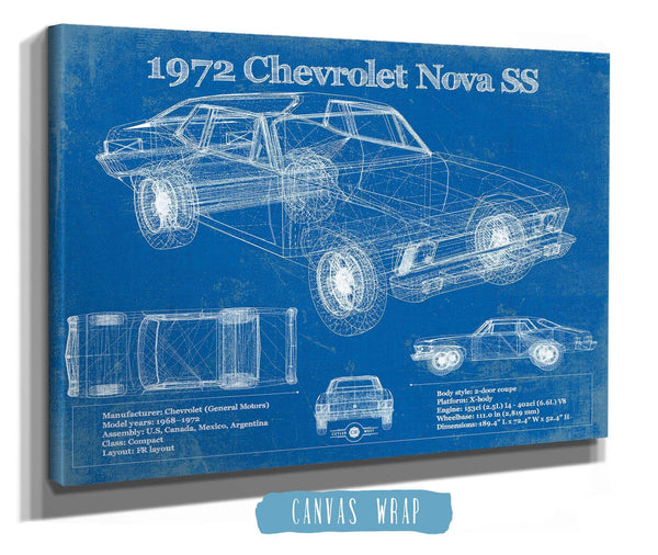 Cutler West 1972 Chevrolet Nova SS Blueprint Vintage Auto Patent Print