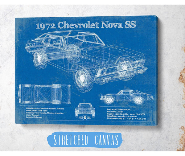 Cutler West 1972 Chevrolet Nova SS Blueprint Vintage Auto Patent Print