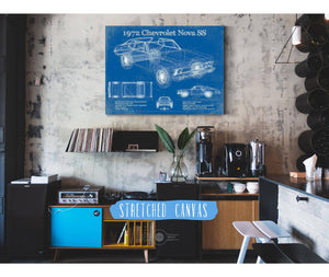 Cutler West 1972 Chevrolet Nova SS Blueprint Vintage Auto Patent Print