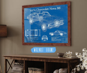 Cutler West 1972 Chevrolet Nova SS Blueprint Vintage Auto Patent Print