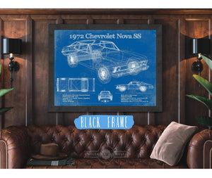 Cutler West 1972 Chevrolet Nova SS Blueprint Vintage Auto Patent Print