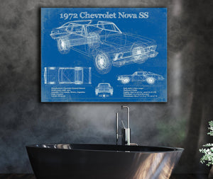Cutler West 1972 Chevrolet Nova SS Blueprint Vintage Auto Patent Print