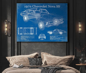 Cutler West 1972 Chevrolet Nova SS Blueprint Vintage Auto Patent Print