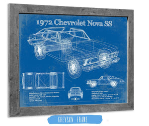 14" x 11" / Greyson Frame Cutler West 1972 Chevrolet Nova SS Blueprint Vintage Auto Patent Print