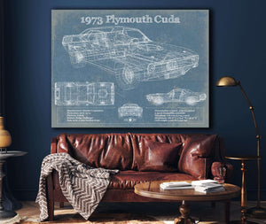 Cutler West 1973 Plymouth Cuda 440 Vintage Blueprint Auto Print
