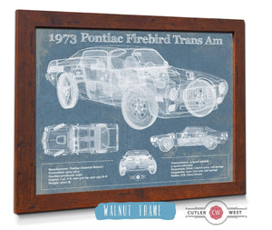 20" x 16" / Walnut Frame Cutler West 1973 Pontiac Firebird Trans Am Vintage Auto Print