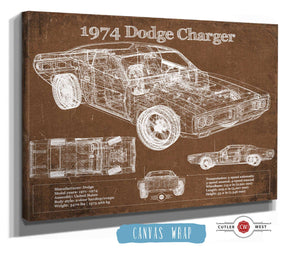 Cutler West 1974 Dodge Charger Vintage Blueprint Auto Print