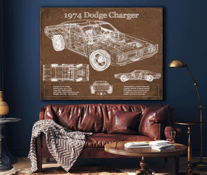 Cutler West 1974 Dodge Charger Vintage Blueprint Auto Print
