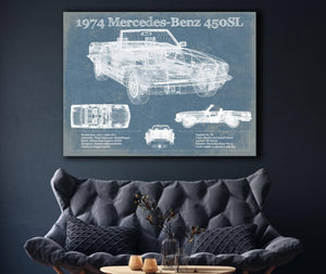 Cutler West 1974 Mercedes Benz 450SL Original Blueprint Art
