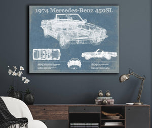 Cutler West 1974 Mercedes Benz 450SL Original Blueprint Art