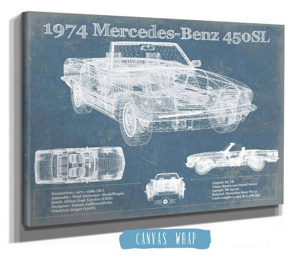 Cutler West 1974 Mercedes Benz 450SL Original Blueprint Art