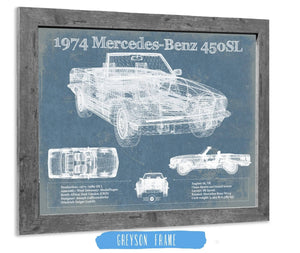 14" x 11" / Greyson Frame Cutler West 1974 Mercedes Benz 450SL Original Blueprint Art